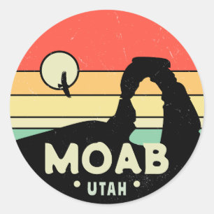 Sticker Rond Moab Utah Vintage Desert Sunset Retro Souvenir 60s