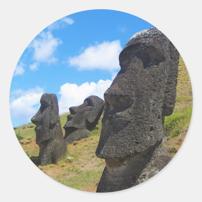Sticker Rond Moai à l'île de Pâques de Rano Raraku (Devant)