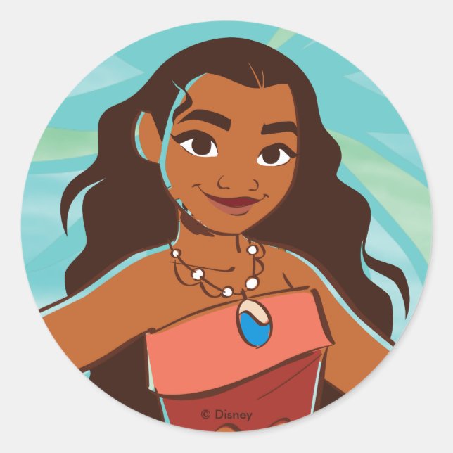 Sticker Rond Moana | Fille De La Mer (Devant)