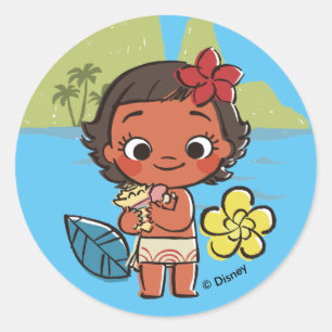 Sticker Rond Moana   Île fille
