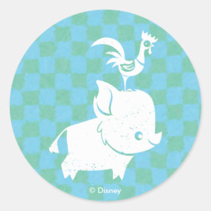 Sticker Rond Moana Pua & Heihei - Silhouette