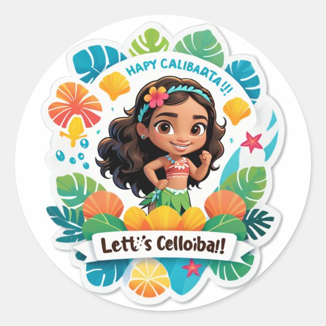Sticker Rond Moana’s Island Birthday Vibes (Devant)
