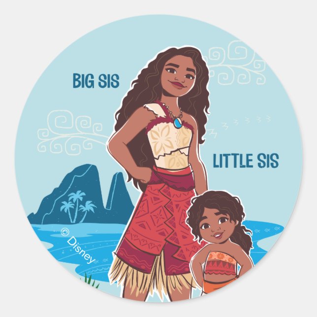Sticker Rond Moana & Simea : Big Sis Little Sis (Devant)
