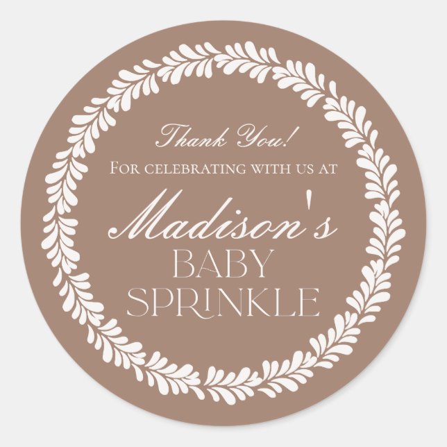 Sticker Rond Mocha Brown Talavera Espagnol Fiesta Bébé saupoudr (Devant)