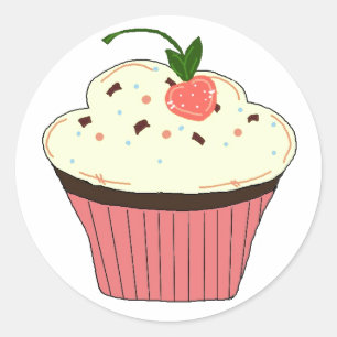 Sticker Rond Mocha Cupcake
