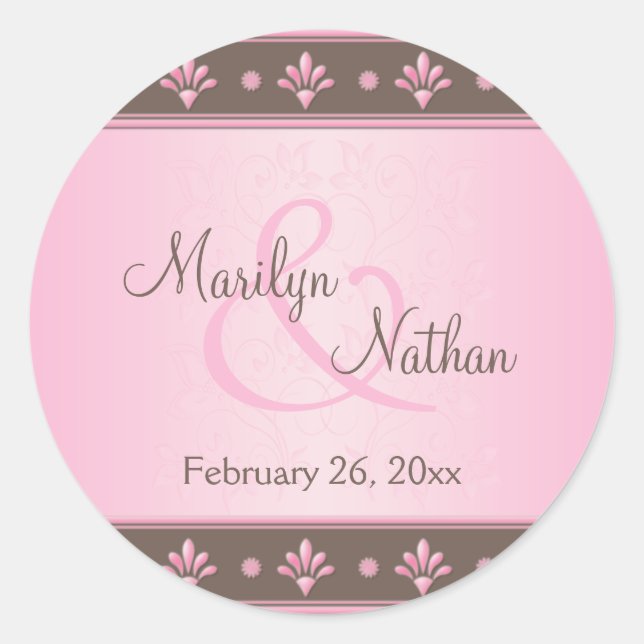 Sticker rond Mocha Rose Floral Monogrammé 1,5" (Devant)