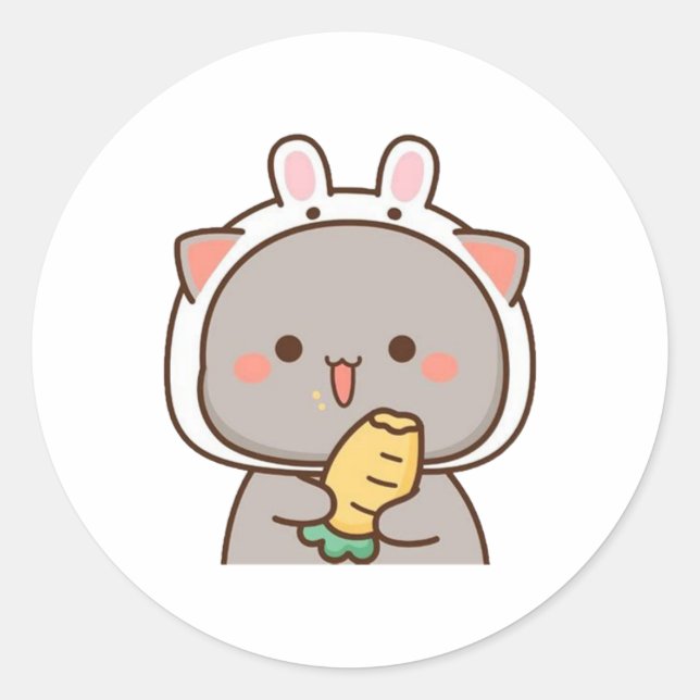 Sticker Rond Mochi Panda Bear Savoure Le Déjeuner (Devant)