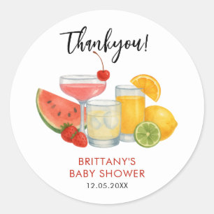 Sticker Rond Mocktail Baby shower d'été moderne Thankyou