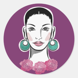 Sticker Rond Mod Fleur 1960s Femme
