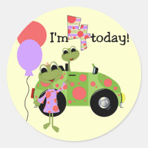Sticker Rond Mod Frogs 4th Birthday Tshirts et cadeaux