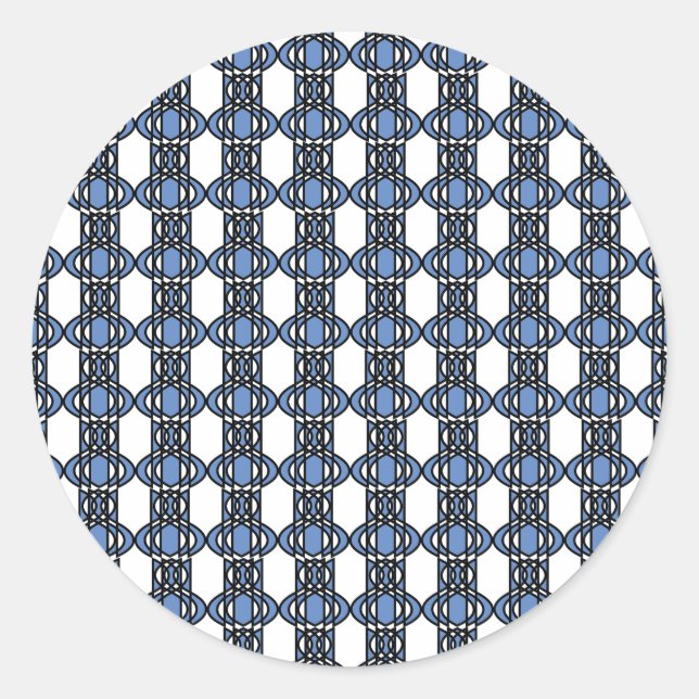 Sticker Rond Mod Retro Blue Abstrait Scarab Motif (Devant)