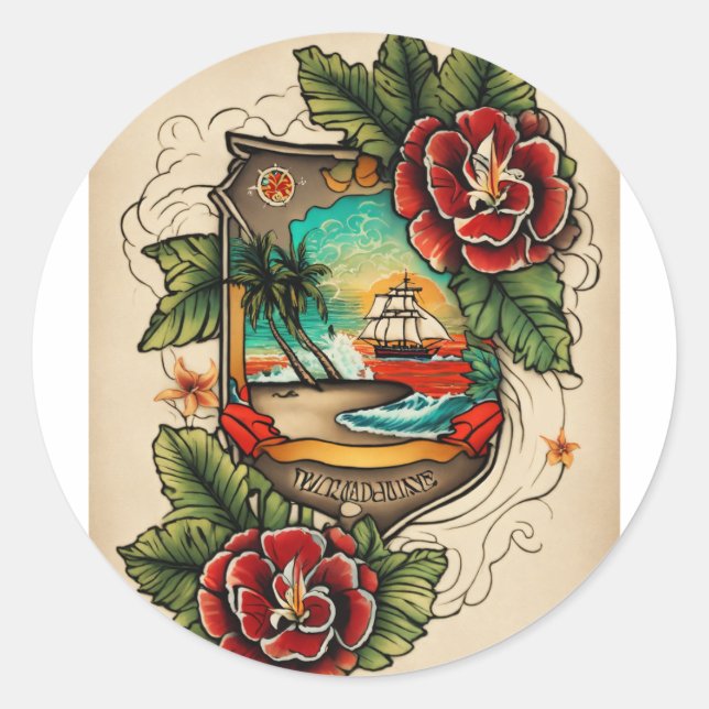 Sticker Rond Mode artistique #Design unique (Devant)