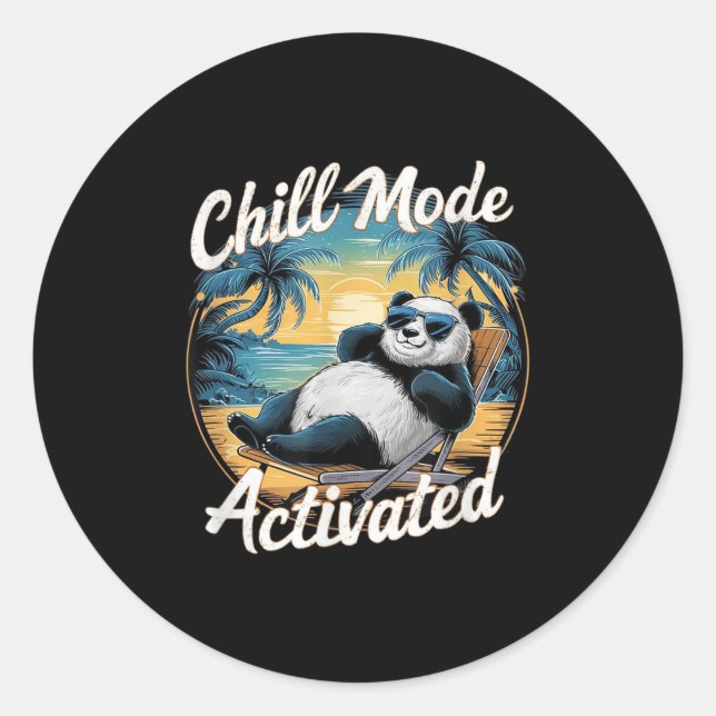 Sticker Rond Mode Chill Activé Funny Panda Chilling Dans Le S (Devant)