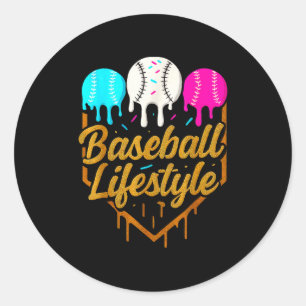 Sticker Rond Mode de vie baseball, glace à l'égouttement de bas