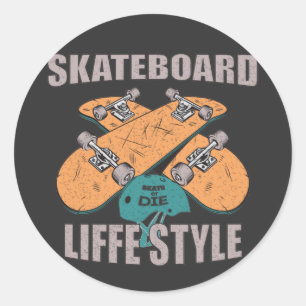 Sticker Rond mode de vie skateboard skateboarding rétro
