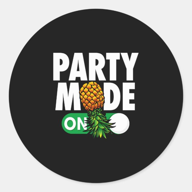 Sticker Rond Mode fête masculine sur un ananas à l'envers drôle (Devant)