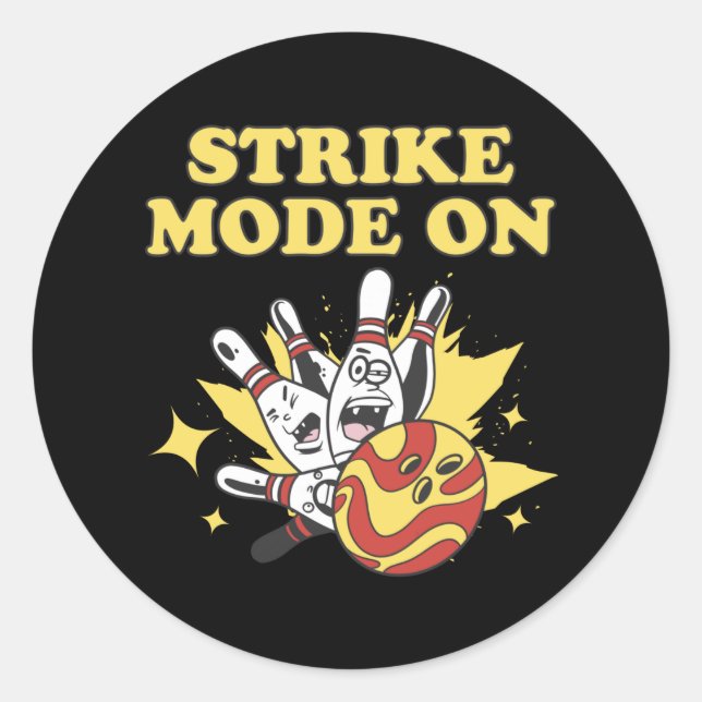 Sticker Rond Mode grève Bowling Joueur Bowling Cadeau (Devant)