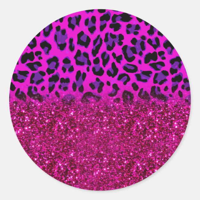 Sticker Rond Mode moderne rose violet Parties scintillant Leopa (Devant)