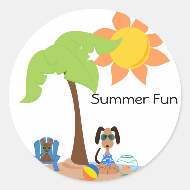 Sticker Rond Mode Peticulaire SummerFun Sticket (Devant)