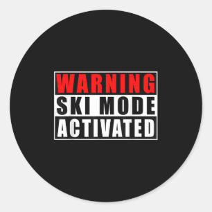 Sticker Rond Mode Ski Avertissement Activé _3