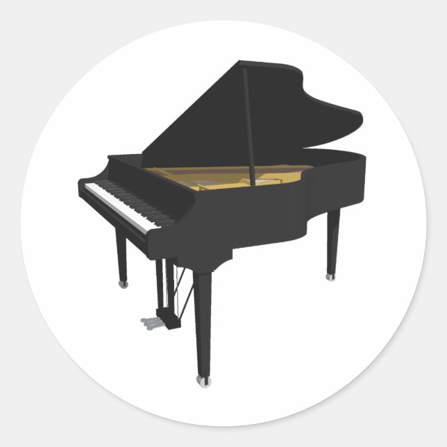Sticker Rond Modèle 3D : Piano noir grand : (Devant)