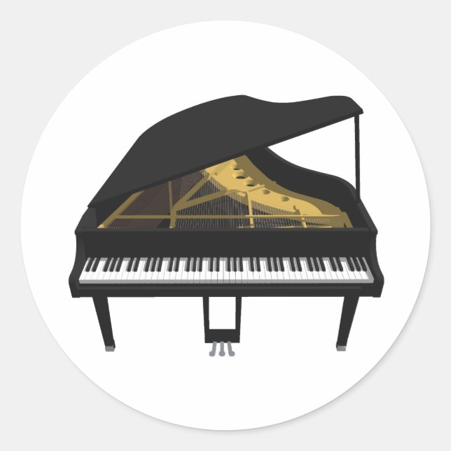 Sticker Rond Modèle 3D : Piano noir grand : (Devant)