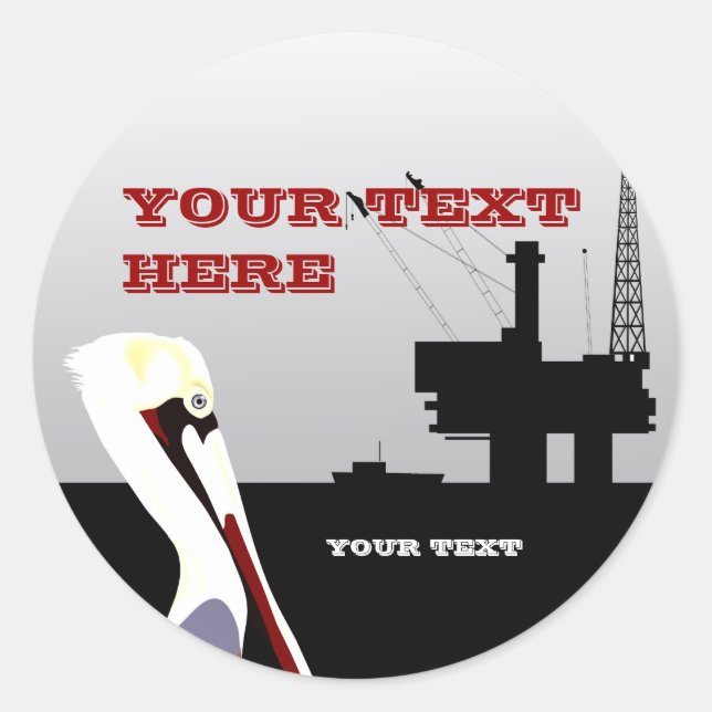 Sticker Rond Modèle à bascule pétrolier et pélican (Devant)