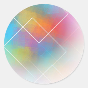 Sticker Rond Modèle blanc coloré Art Abstrait moderne Personnal