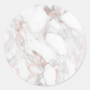 Sticker Rond Modèle blanc marbre or Rose sur mesure