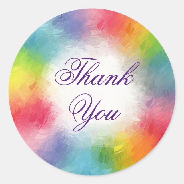 Sticker Rond Modèle coloré de texte manuscrit Merci (Devant)