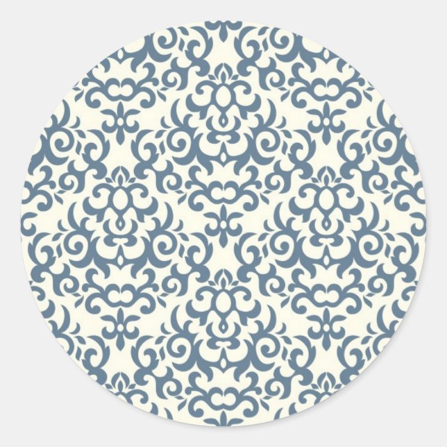 Sticker Rond Modèle Damask sur l'arrière - plan de dégradé 2 (Devant)