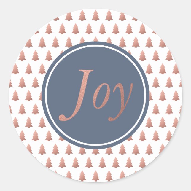 Sticker Rond Modèle d'arbre de Noël en or rose bleu (Devant)