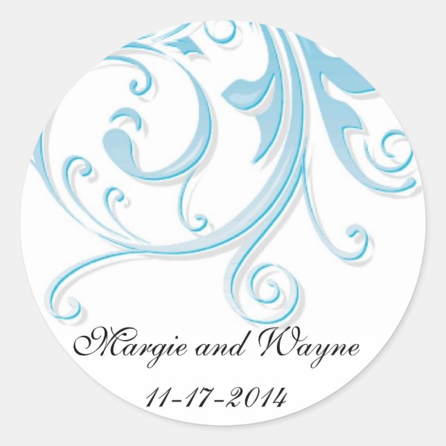 Sticker Rond Modèle d'autocollant à enveloppe bleue (Devant)