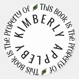 Sticker Rond Modèle d'autocollant "Ce livre est la propriété de