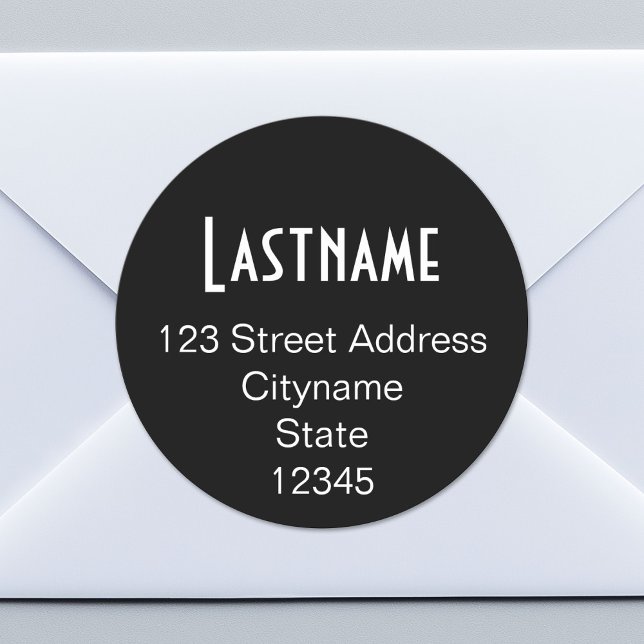 Sticker Rond Modèle d'autocollant d'adresse circulaire - noir (Custom Return Address Sticker)