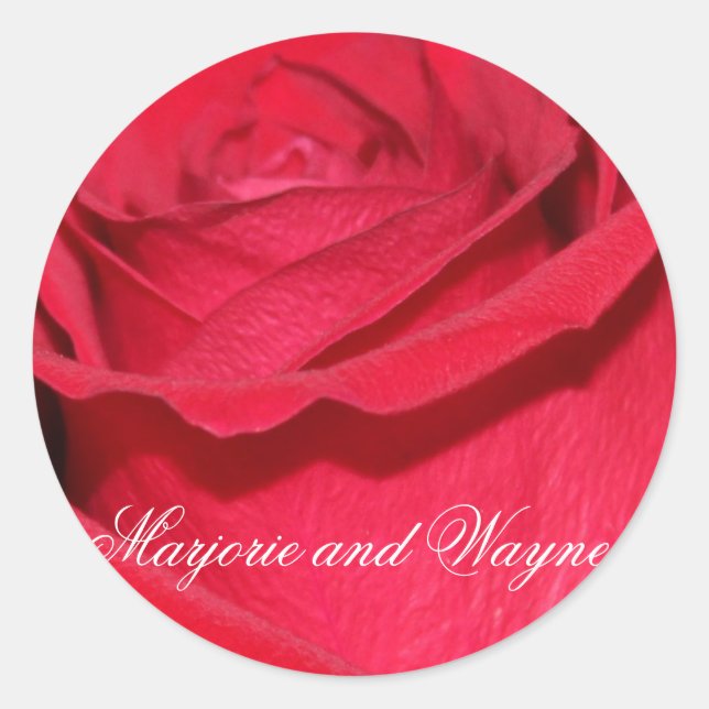 Sticker Rond Modèle d'autocollant d'enveloppe de rose rouge per (Devant)