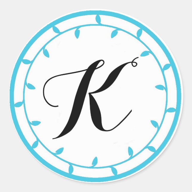 Sticker Rond Modèle d'autocollants Monogram bleu (Devant)
