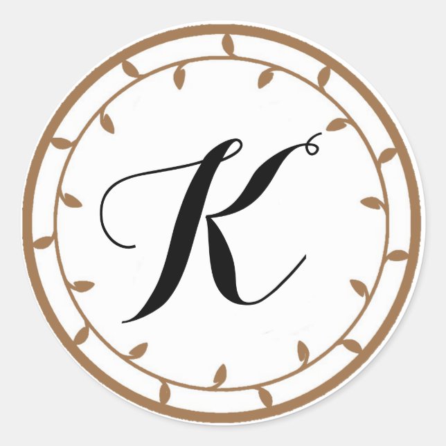 Sticker Rond Modèle d'autocollants Monogramme Or (Devant)