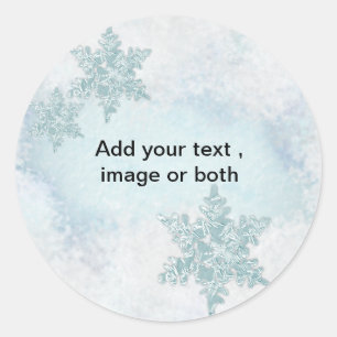 Sticker Rond Modèle de cadre de photo de neige de flocon de