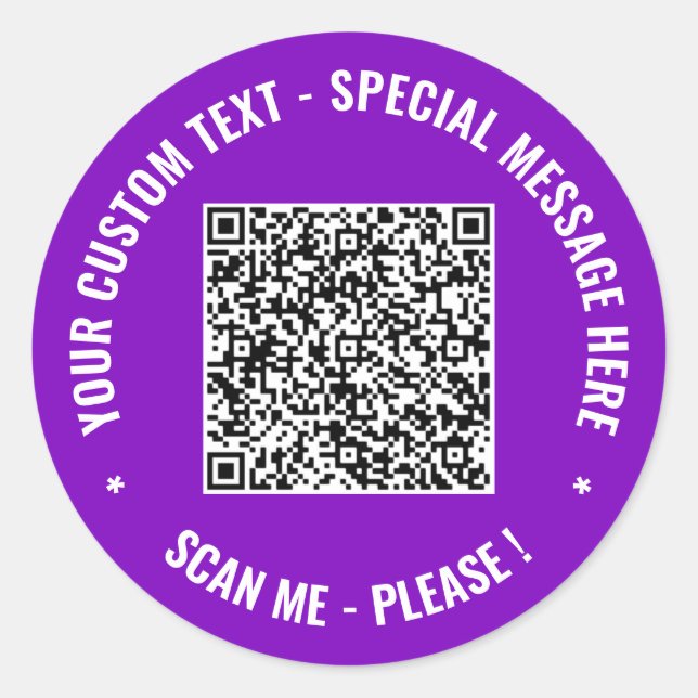 Sticker Rond Modèle de code QR et d'étiquettes de texte personn (Devant)