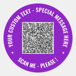Sticker Rond Modèle de code QR et d'étiquettes de texte personn