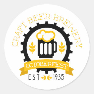 Sticker Rond Modèle de conception de logo de bière avec la