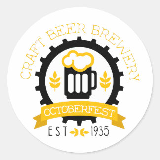 Sticker Rond Modèle De Conception Du Logo De Bière Avec Pint