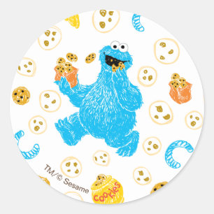 Sticker Rond Modèle de cookie monstre crayon