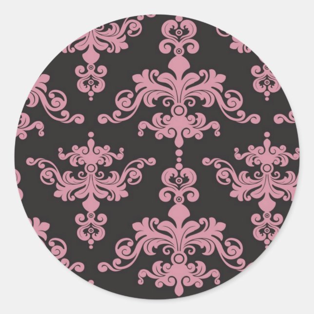 Sticker Rond Modèle de Damas 5 (Devant)