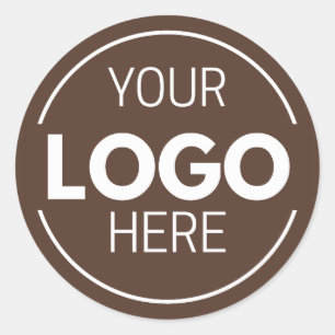 Sticker Rond Modèle de logo circulaire marron minimal
