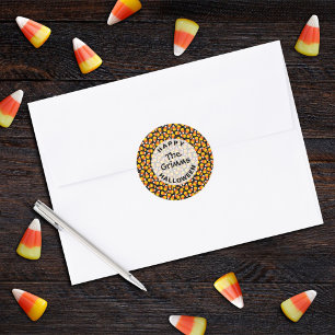 Sticker Rond Modèle de Maïs de Bonbon Halloween Personnalisé