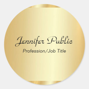 Sticker Rond Modèle de script de glamour élegant or personnalis