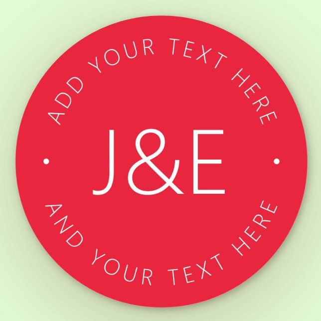 Sticker Rond Modèle de texte élégant | Rouge et blanc (Créateur téléchargé)