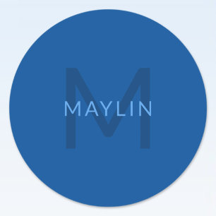 Sticker Rond Modèle de texte modifiable pour le nom monographiq